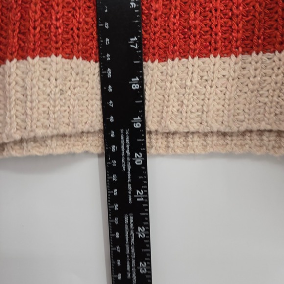 ee:some Los Angeles Striped Henley Sweater Rust Red Cream Bell Sleeve Small - Picture 8 of 10